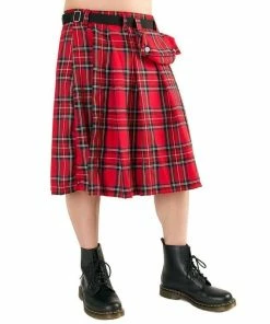 Black Pistol Kilt - Short Kilt Tartan Red