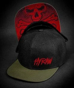 Hyraw Snapback Cap - Khaki Red Flat Brim
